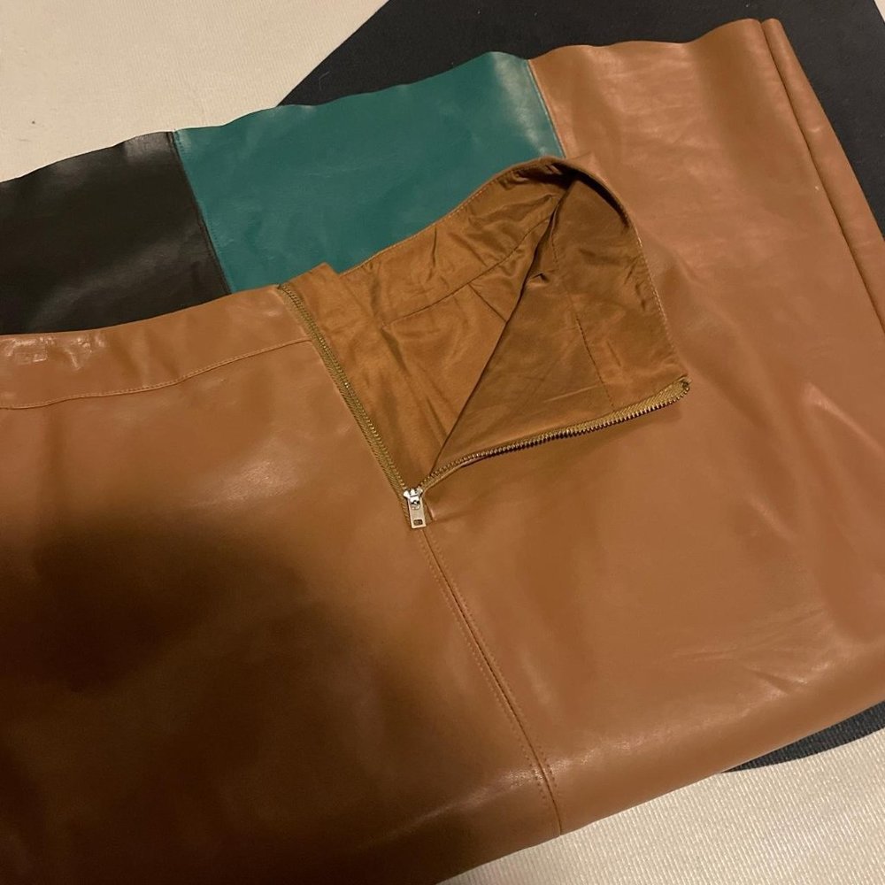 Minimalist Leather Patchwork Maxi/Midi Skirt - image 6